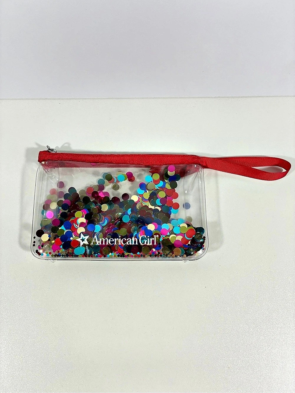 American Girl SPARKLING SEQUINS CONFETTI WRISTLET Purse For Girls Zip 5.75x3.5"